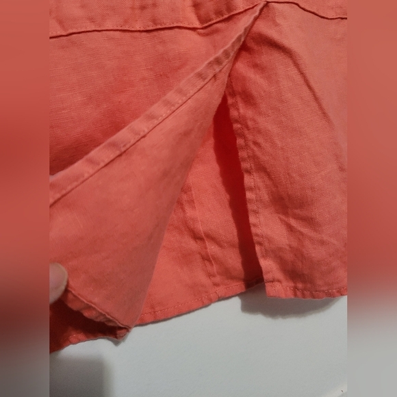 Edward Linen Button-up Shirt Coral in L - Picture 3 of 8